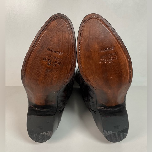Vintage Lucchese Black Cherry Ostrich Quill Cowboy Boots 9 EE Exotic Recraft - Picture 2 of 16